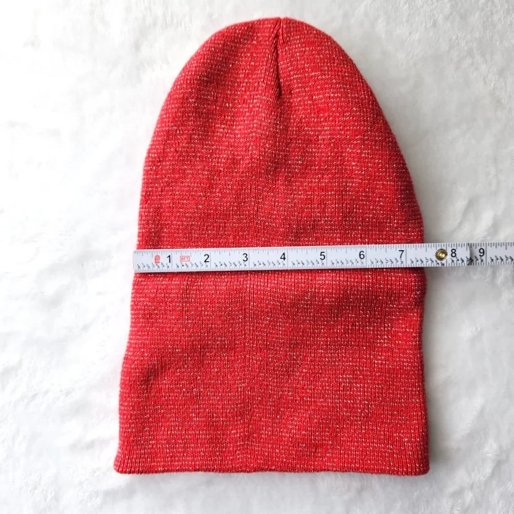Red Metallic Wool Blend Hat Fleece Lined Beanie‎ Cozy